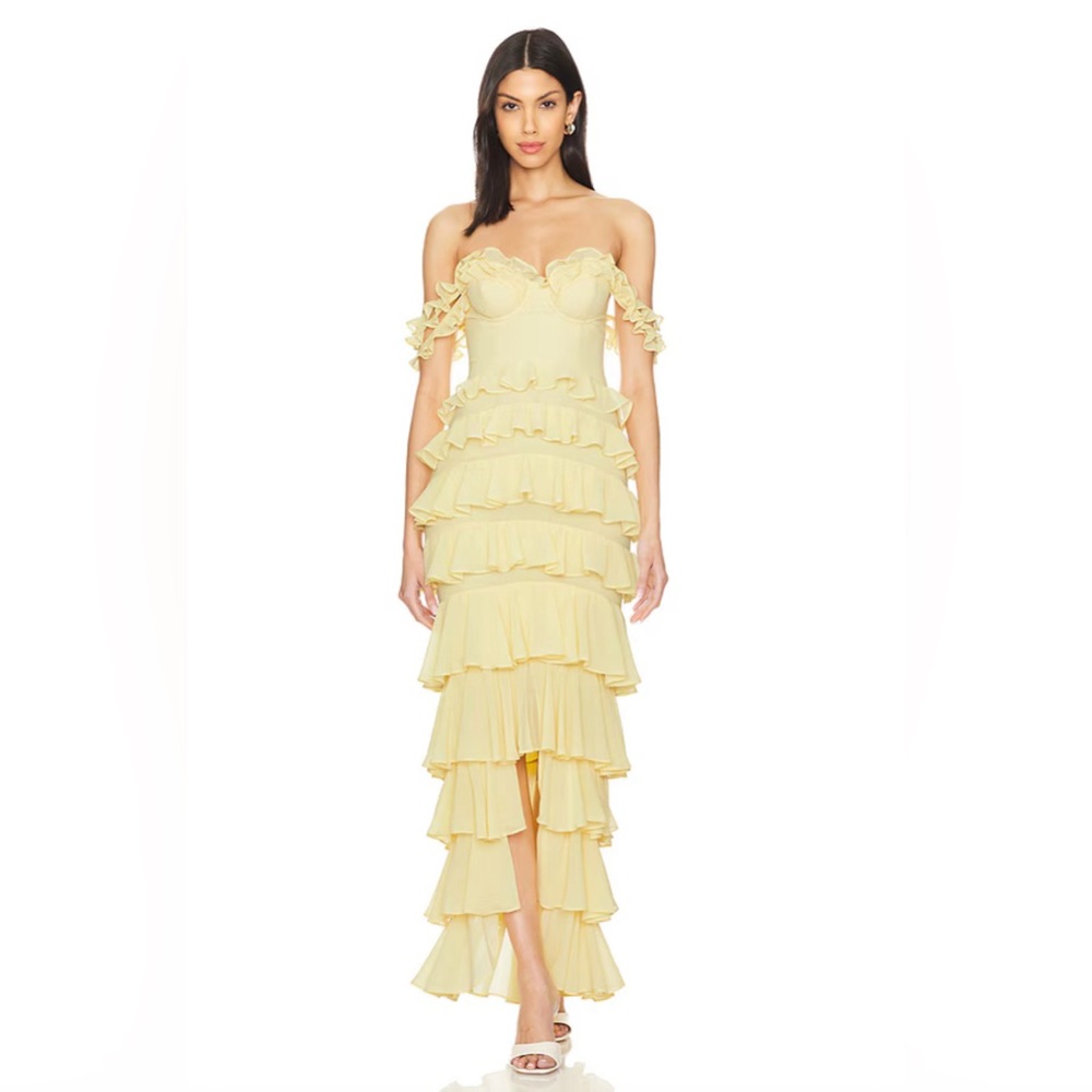 Avalee Gown in Baby Yellow maxi dress MAJORELLE Medium Revolve